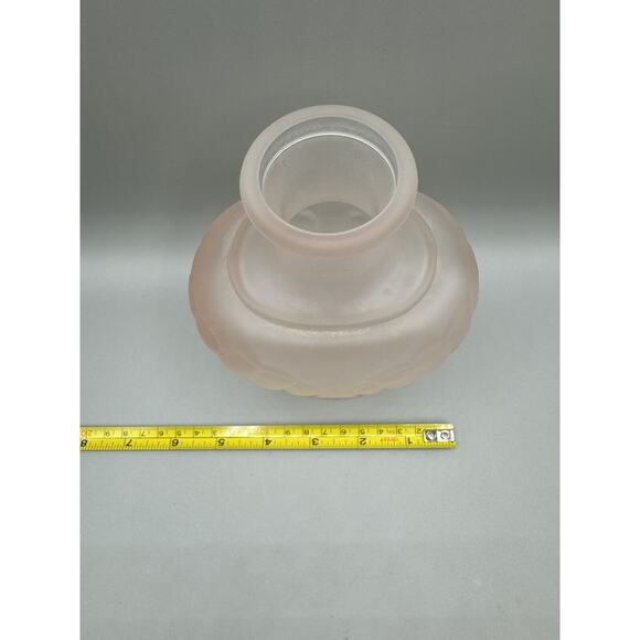 Crabtree Evelyn Night Glass Frosted Pink Carafe Vase Vanity Bottle - Picture 7 of 8